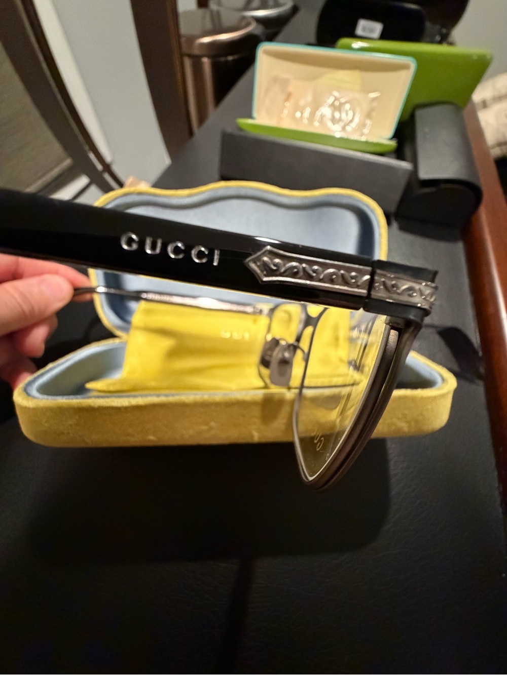Gucci Black Frames with Gold Logo Detailing - Picture 4 of 5